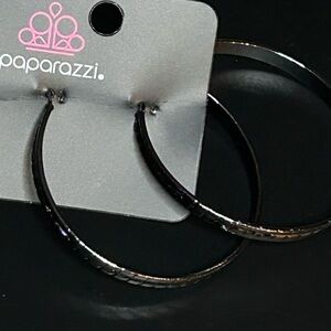 Paparazzi Glossy Black Hoop Earrings